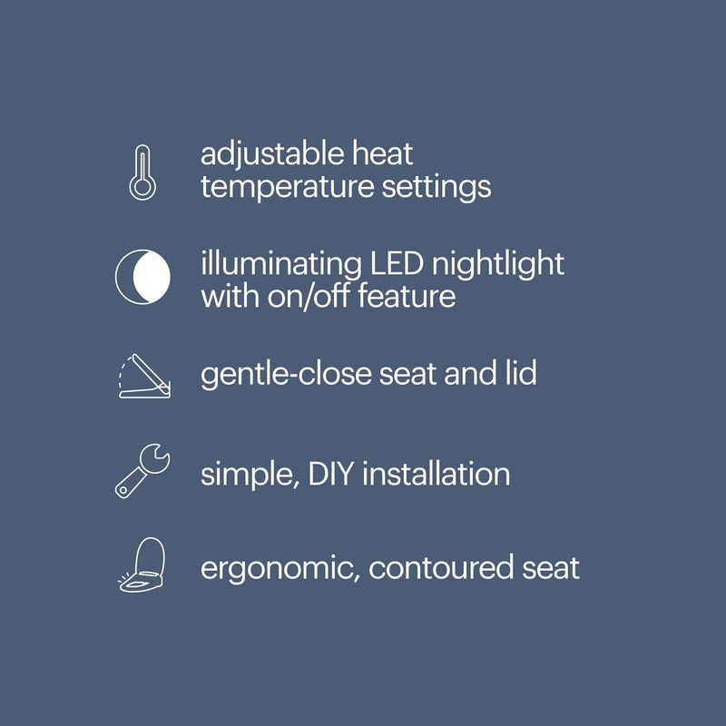 Brondell L60-RW LumaWarm Heated Toilet Seat with Night Light, 3 Temperature Settings, Gentle Close Lid,Easy Installation,Built-In Controls,Round,White - Image 4